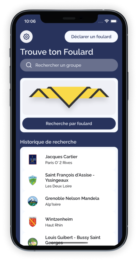 Screenshot de la page d'accueil de l'app